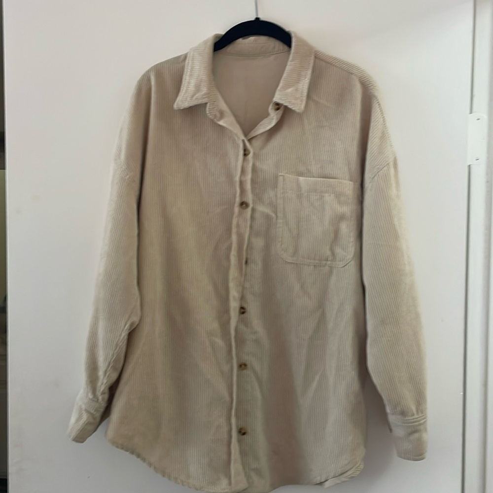 Offwhite Shacket Faux Corduroy